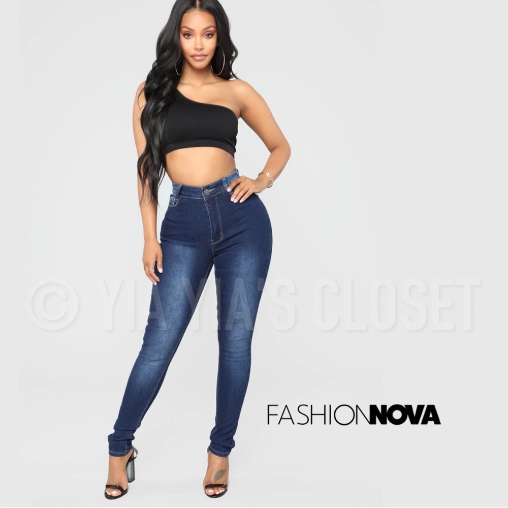 Fashion Nova Women's SZ 11 No Good For Each Other/Dark Denim Stretch Jeans NWT